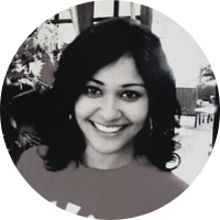 Image shows a headshot of Vaishna Santhar